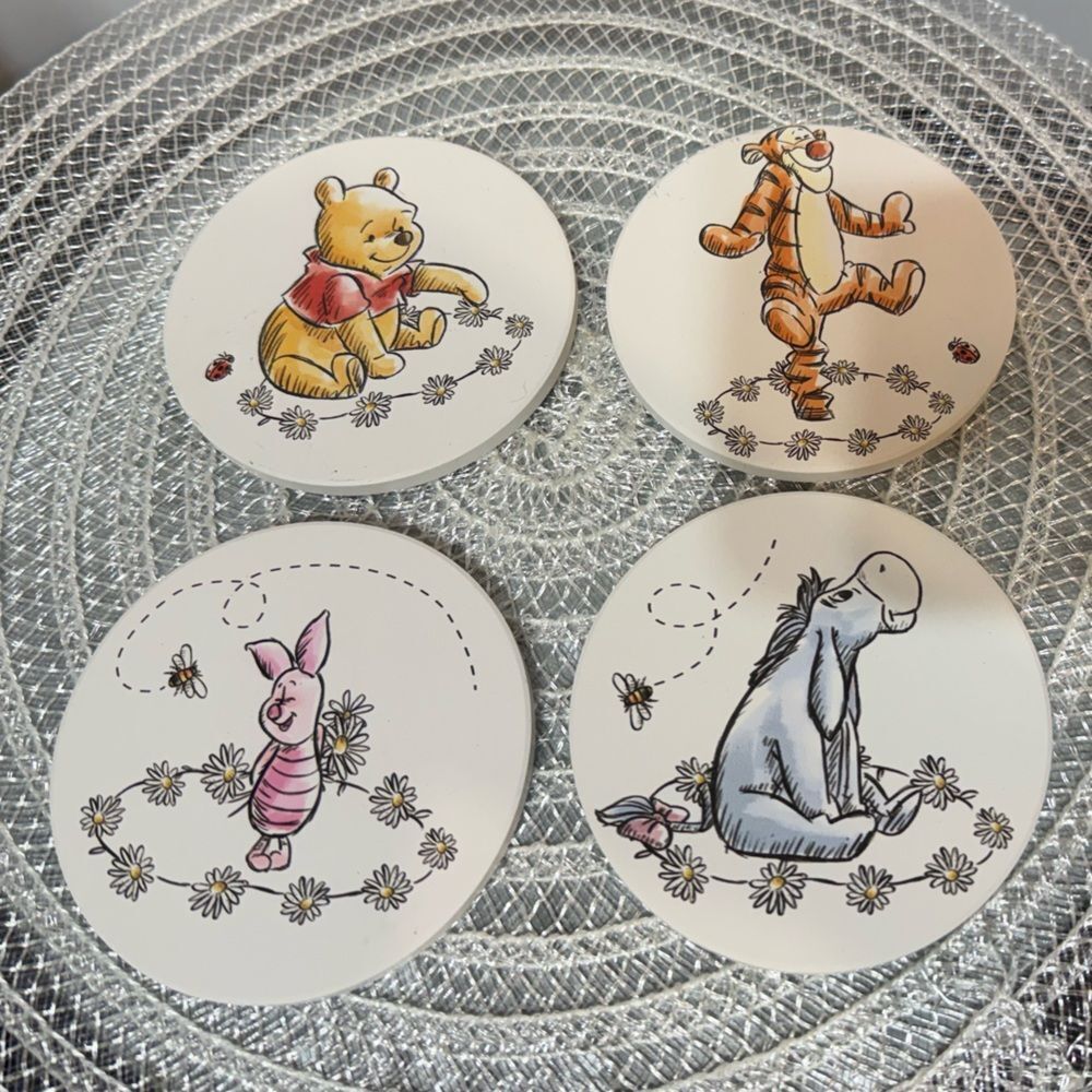 Disney Winnie The Pooh Daisy Chain Set of 4 Assorted Coasters NWT
